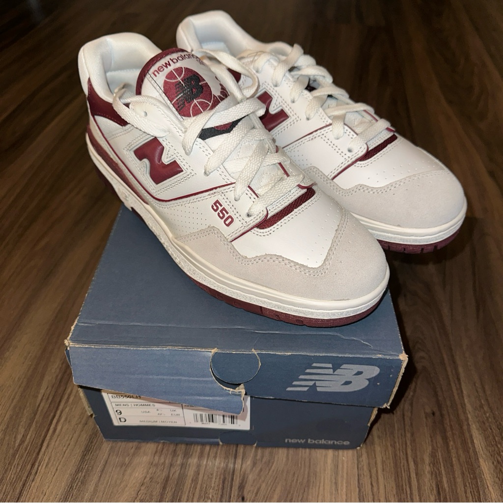 New Balance 550 Burgundy Size 9  Brand New With Slightly Damaged Box